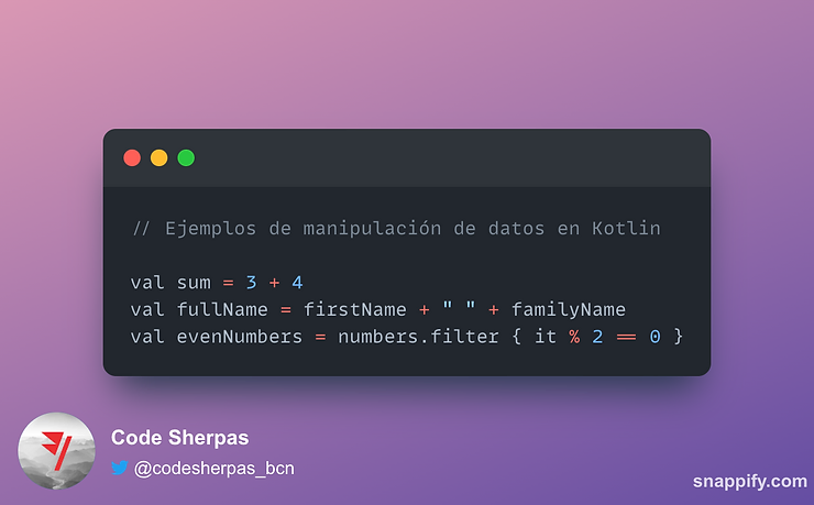 Ejemplos de manipulación de datos en Kotlin