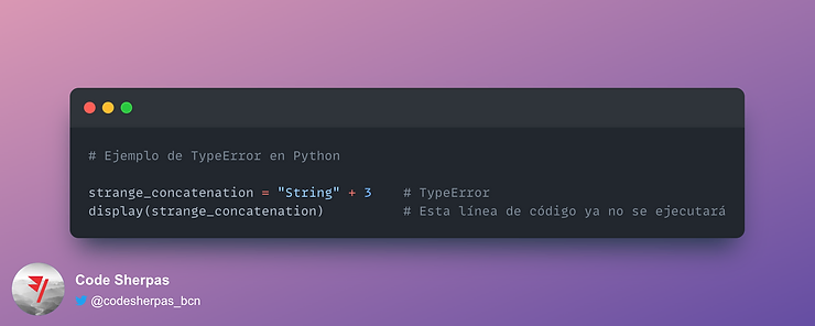 Ejemplo de TypeError en Python